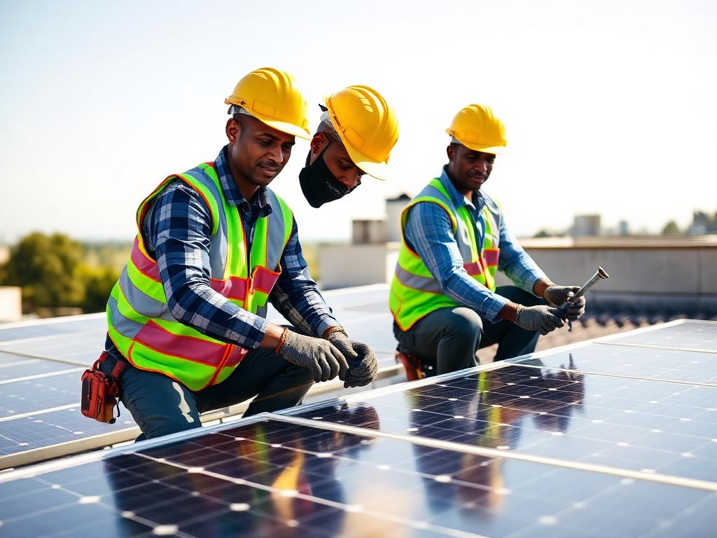 Freo technicians installing solar panels